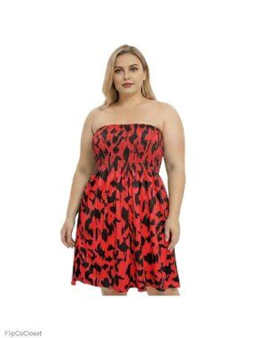 Plus Size Strapless Tube Top Sundress Casual Beach Vacation Dress